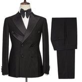 Cenne Des Graoom 2023 New Wedding Suits for Men 2 Pcs Double-Breasted Black Jacket Tuxedo Pants Party Groomsmen Fashion Show